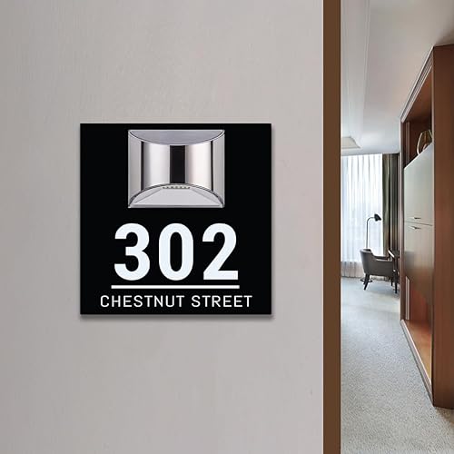 Miniatura 5 de Placa de puerta moderna solar personalizada, placa de dirección iluminada con placa LED personalizada, letrero acrílico iluminado LED, regalo de