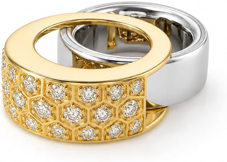 Half Internity Round Cut Moissanite diamond Smart Ring Cover Jacket,14 kt gold plated Ring Guard Enhancer, Stackable Ring cover, Minimalist Smart Ring Accessory Gift for Her