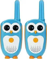 Retevis Walkie Talkies Infantis Rt30, Brinquedos Para Meninos E Meninas De 4 A 6 Anos, Brinquedo Coruja Pequeno, Fácil Usar, Olhos Led, Presentes Natal, Dramatização Interna (Azul, Pacote Com 2)