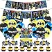Hilloly 32 pcs Kit de décorations d'anniversaire de Batman Theme Fete Supplies Batman Ballons d'anniversaire Bannière de Joyeux Anniversaire Décorations pour Enfants