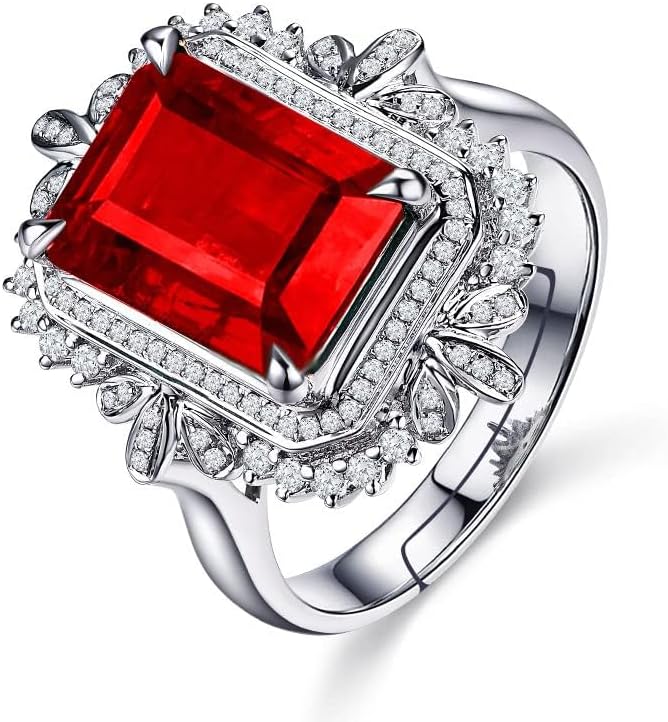 Uloveido Luxury 5 Carat Synthetic Emerald Ring, White Gold Plated Adjustable Emerald Cut Cubic Zirconia Rings Y988 - Image 2