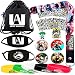 My Hero Academia Bag Gift Set - 1 MHA Drawstring Bag Backpak, 12 Sheet Stickers, 1 Lanyard, 1 Mouth Mask, 1 Keychain, 1 Phone Ring Holder, 5 Bracelets, 4 Button Pins for Anime MHA Fans (black-white)