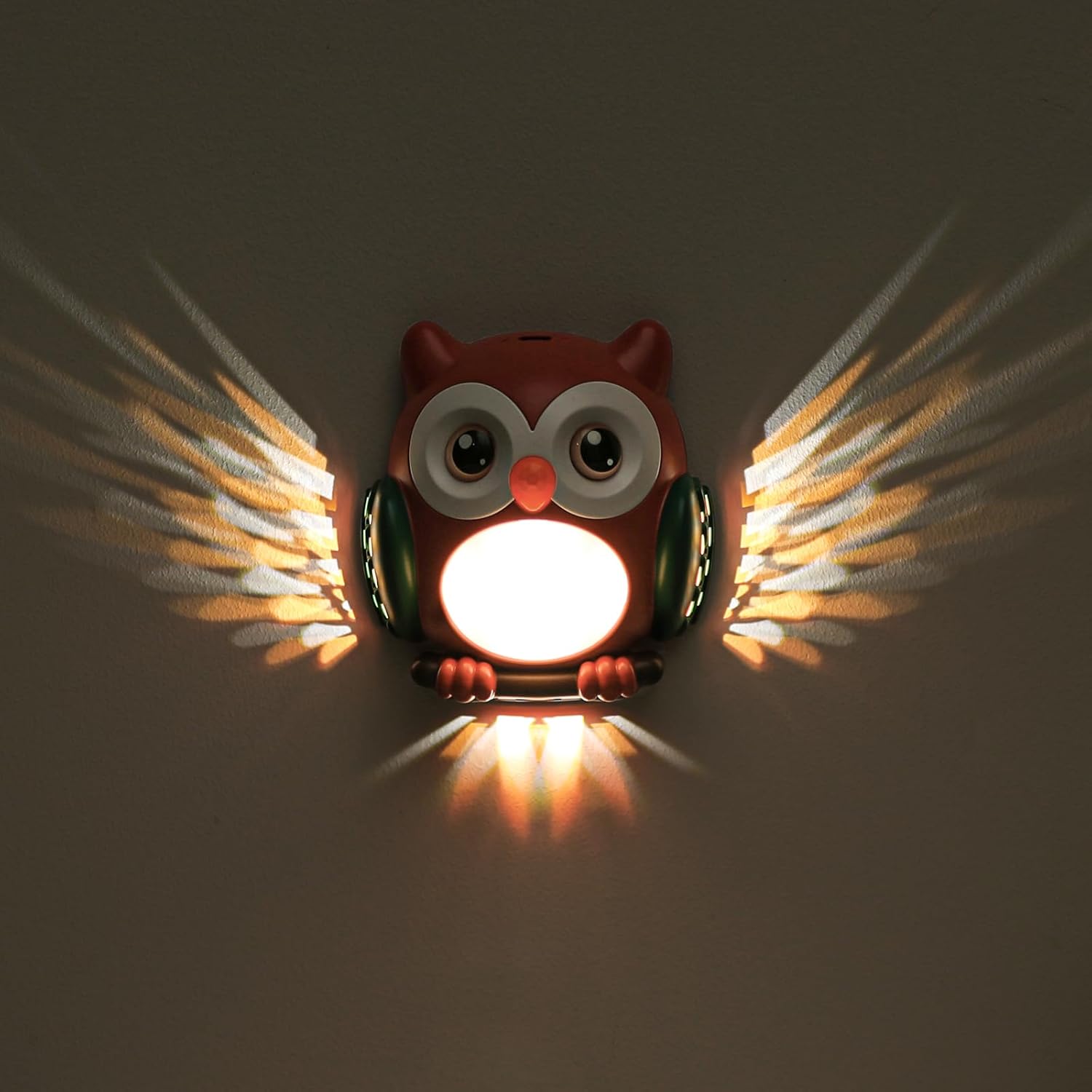 3D Owl Night Light for Kids - Motion Sensor LED Night Lamp with Magnetic Mount, 3 Modes (Steady/Motion-Activated/Fade), Rechargeable Type-C, Child-Safe Nursery Wall Light for Bedroom, Hallway (Red)