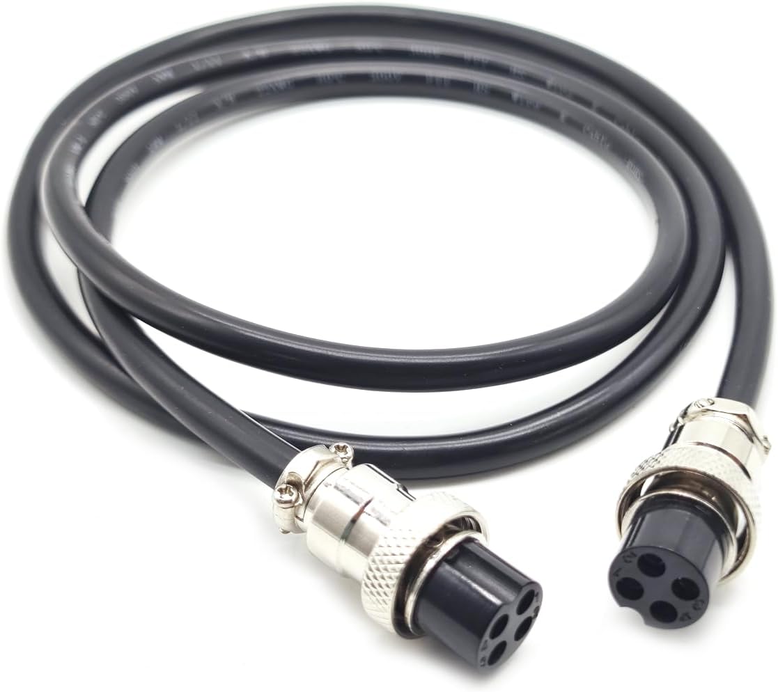 16.4 ft GX16 4 Pin Cable Double Female Head Aviation Cordset, GX16 4 Pin Panel Mount Circular Metal Aviation Connector Adapter Female to Female 20AWG (5Meter) 16.4ft