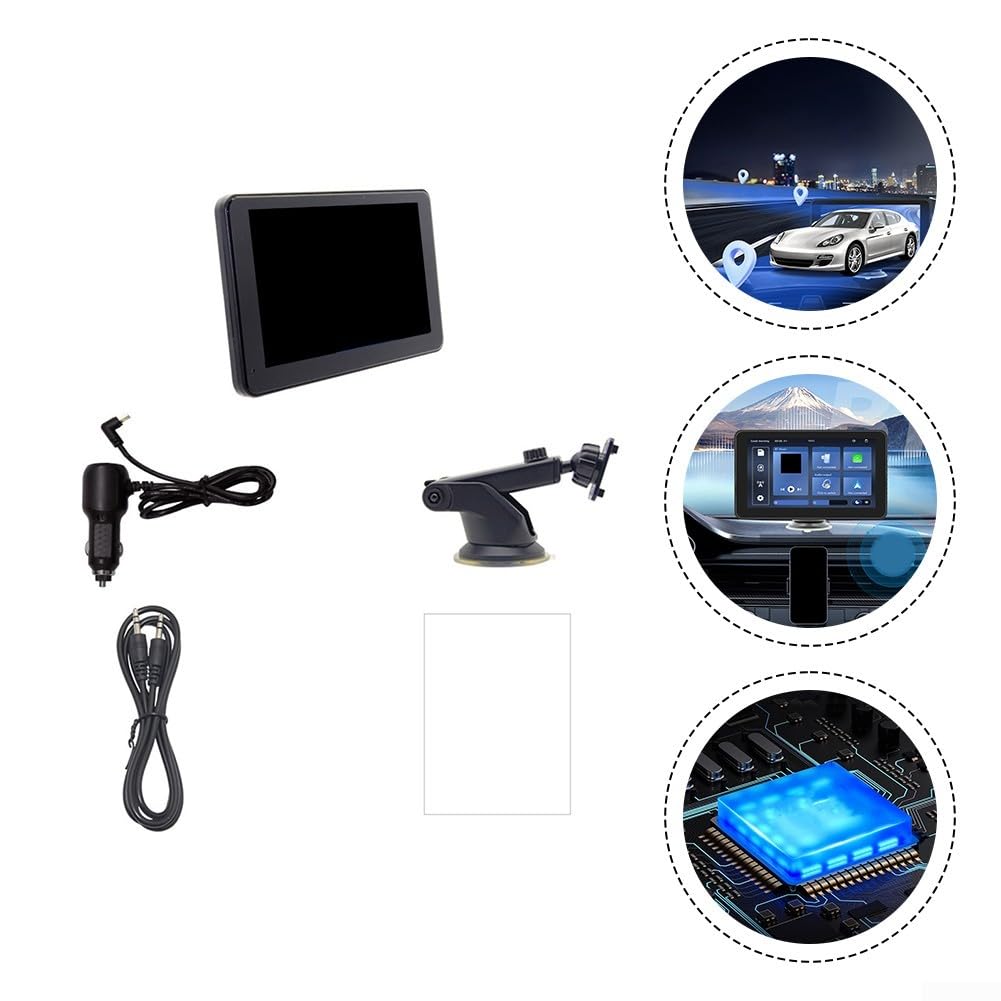 Lettore MP5 portatile da 7 pollici con video di retromarcia HD wireless per CARPLAY e per ANDROID Auto 2.5D IPS Schermo 5.4 WiFi6 Altoparlante incorporato per cruscotto del veicolo