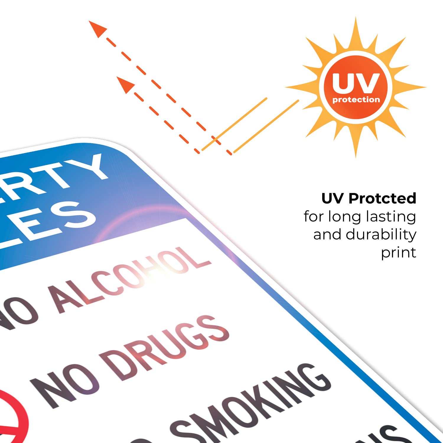 No Alcohol No Drugs No Smoking No Weapons Sign, 12x18 Inches, Rust Free .063 Aluminum, Fade Resistant, Made in USA