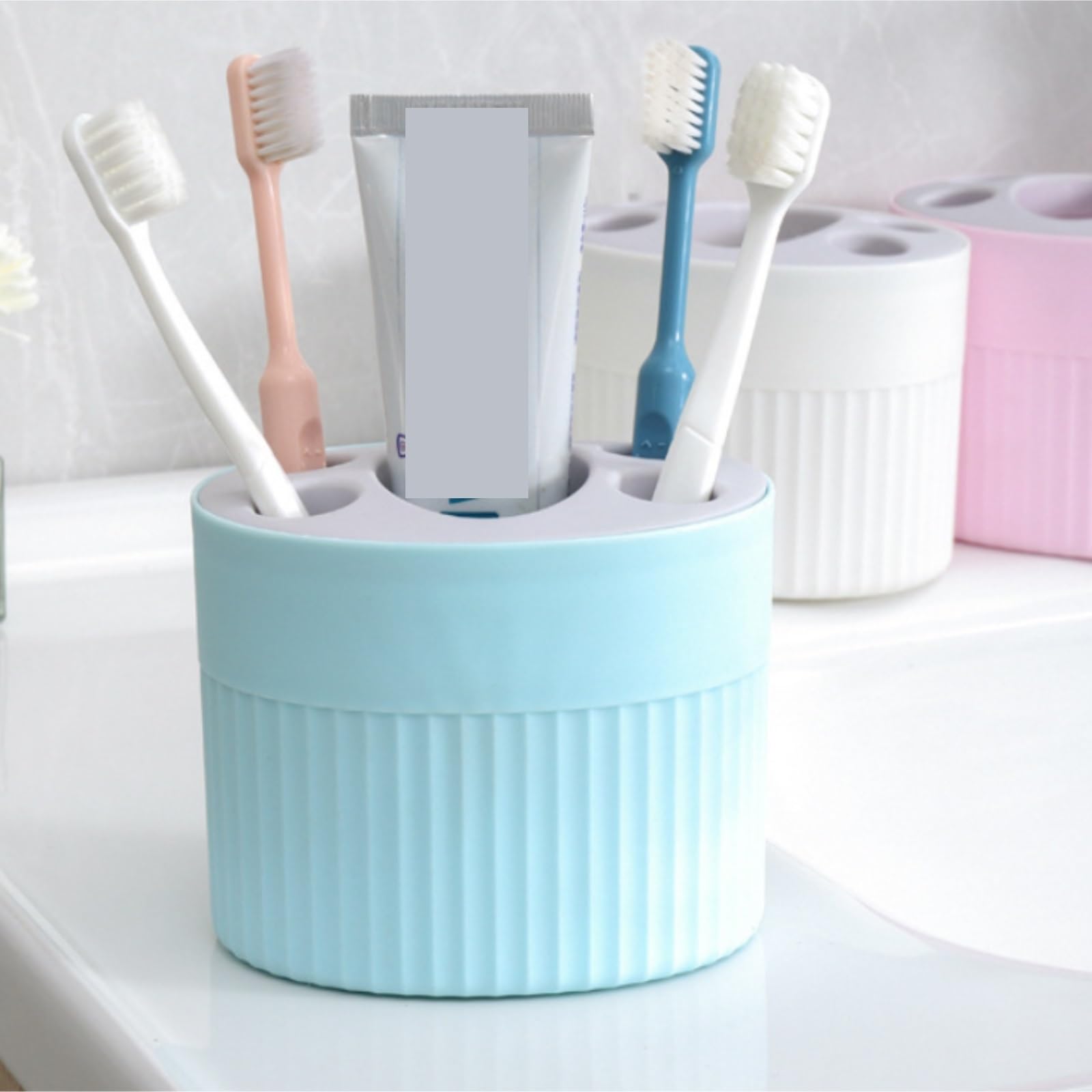 Porta Spazzolino Portaspazzolino Portaspazzolino In Plastica Portaoggetti For Dentifricio Da Bagno Staccabile Accessori da Bagno(Blue)