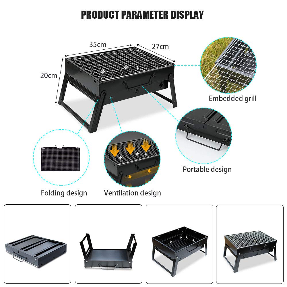 Outdoor draagbare opvouwbare grills roestvrij staal kleine barbecue kachel houtskool BBQ grill patio camping picknickbrander