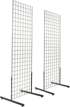 Only Hangers 2 x 6 Gridwall Panel Tower with T-Base Floorstanding Display Kit 2-Pack Black or White Black