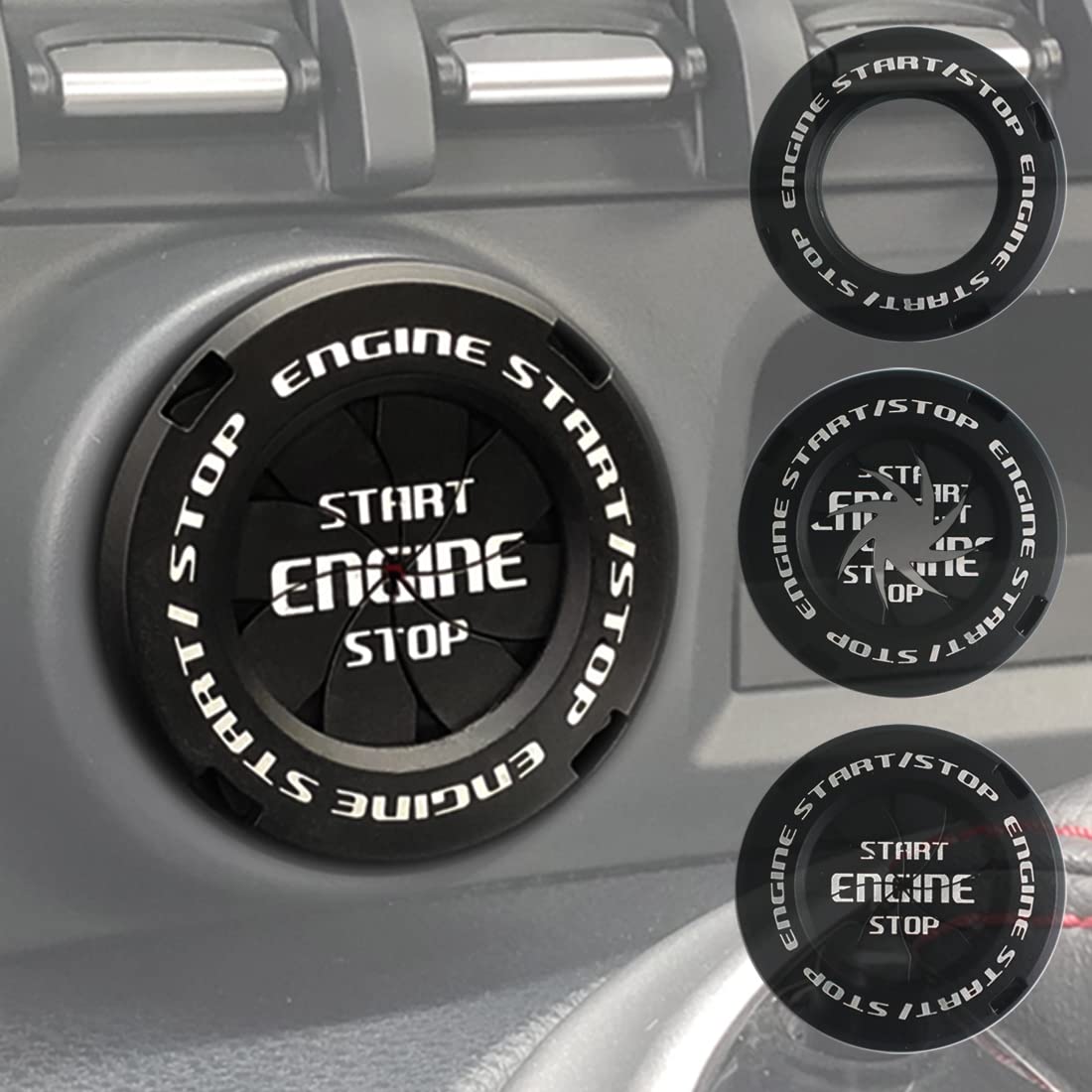Car Push Start Button Cover Spin Engine Start Stop Button Cover Ignition Protective Cover Anti-Scratch Universal Button Decoration Protector Ring (C)