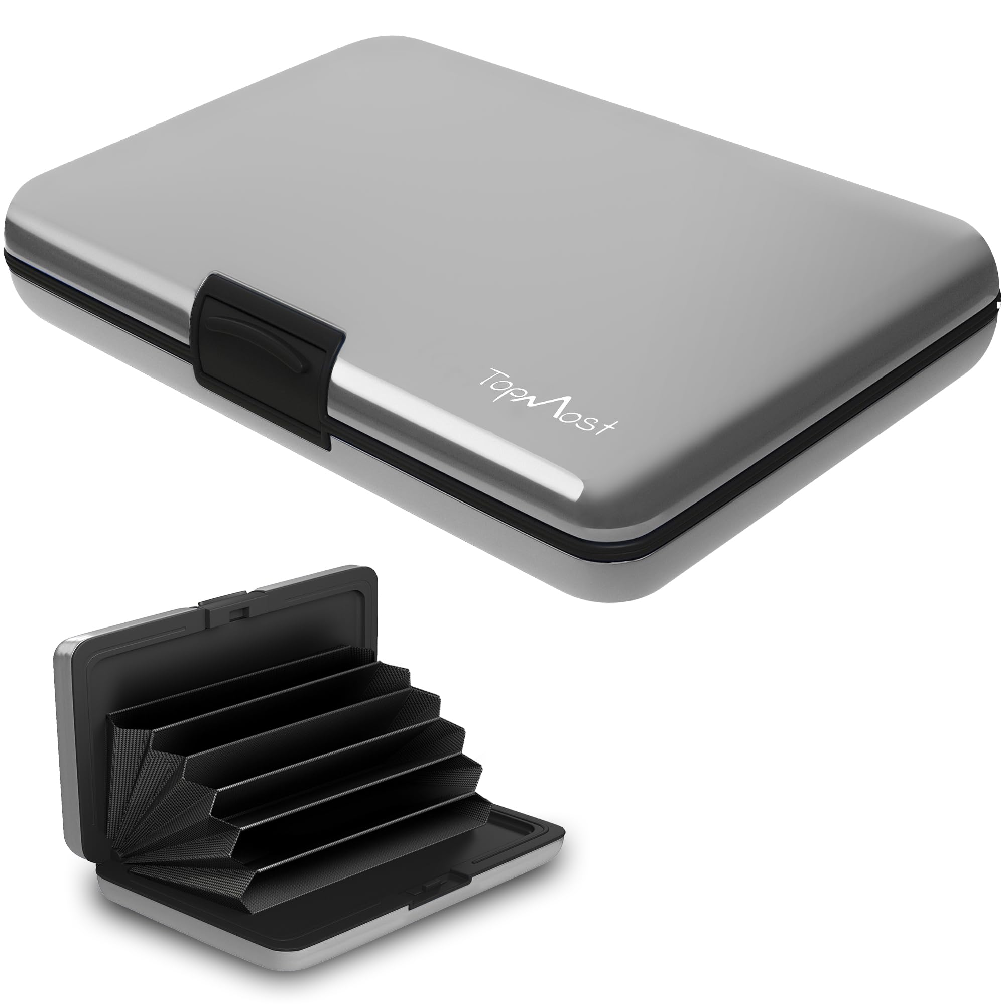 TopMostAluminum Wallet, Card Case Wallet, Metal RFID Credit Card Holder for Men & Women, 6 Cotton Slots for 12 Cards And Bills, Rfd Protective