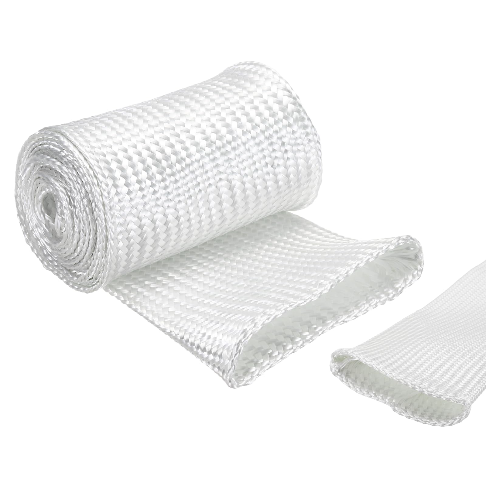 sourcing map Insulation Cable Protector,75mm/2.95 Inch-2m/7 Feet High Temp Fiberglass Sleeve White โ image 1