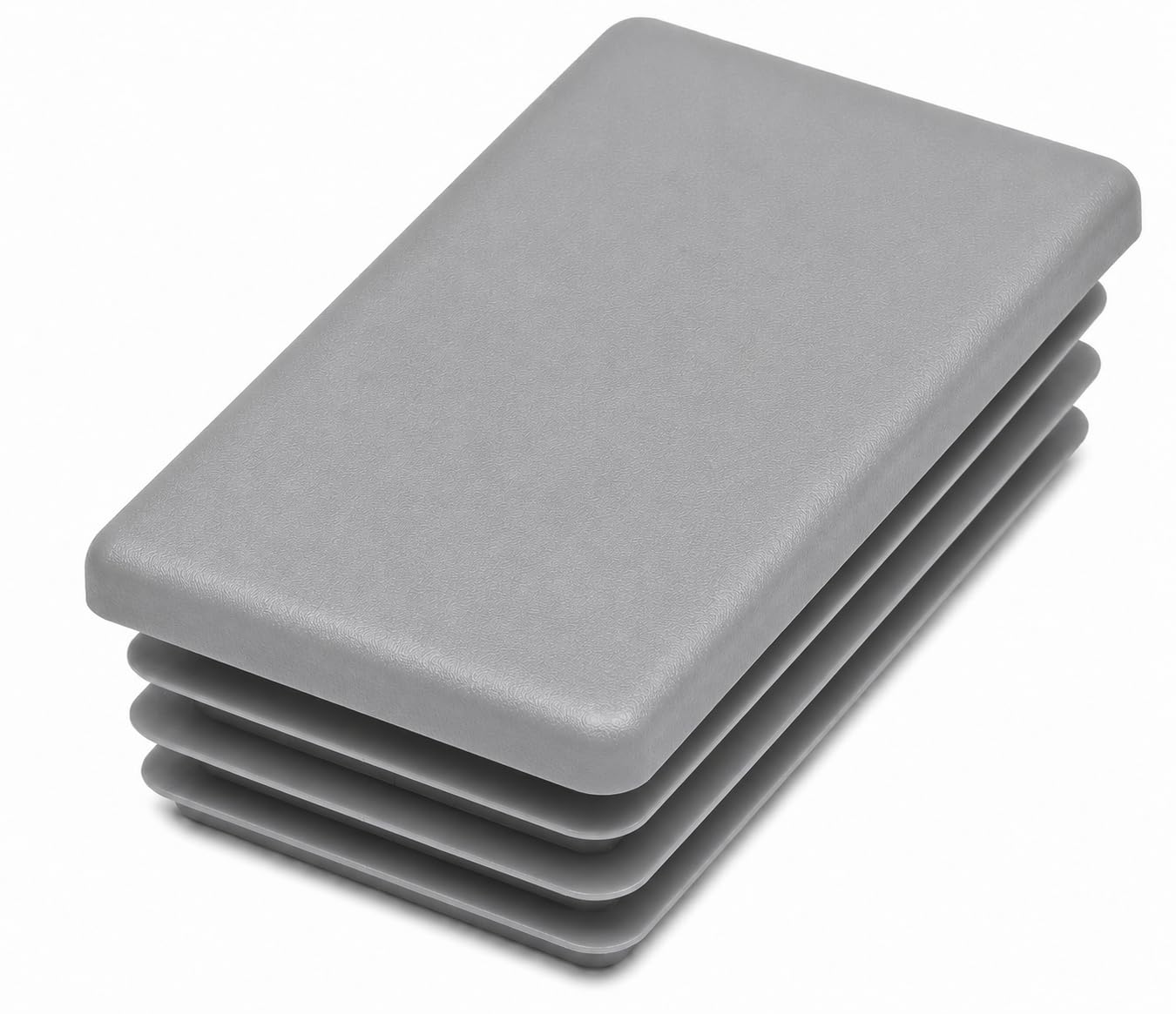 (Pack of 4) Rectangular Plastic Plugs 1-9/16" x 2-3/4" (40 x 70 mm), Matt Tube Inserts, Fence Post Caps, Window Gray RAL 7040