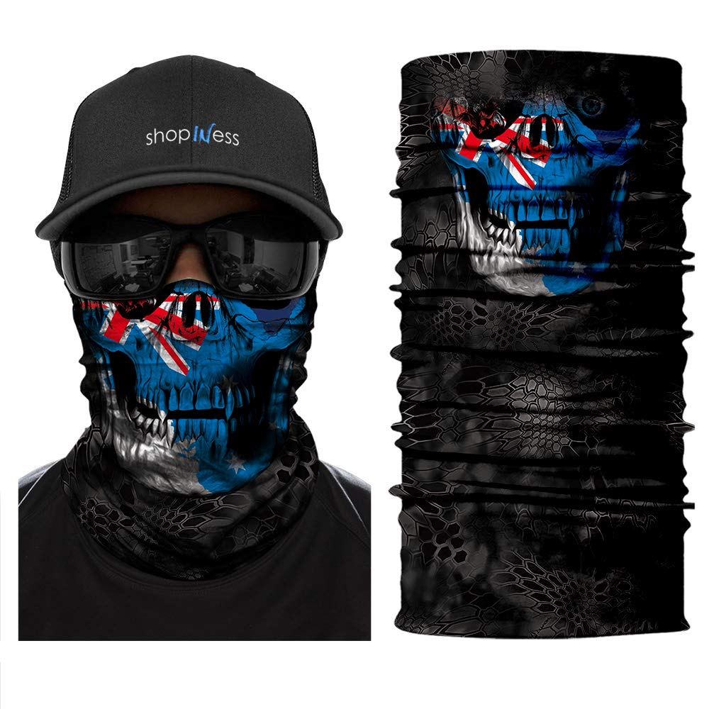 ShopINess Unisex Tube Scarf Adult Multifunctional Headband Bandana Skull Neck Gaiter for Motorbike Sport Parties Halloween and Carnival Outdoor Activities - Skull Robot (UK Flag)