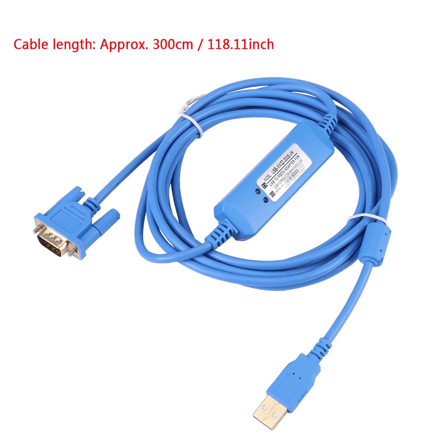 YWBL-WH Kabel do Programowania, 3-metrowy Kabel do Programowania PLC z pozłacaną wtyczką, Wskaźnik LED dla Sterowników PLC Serii CQM1H CPM2C, Niebieski, Radiotelefony Dwukierunkowe