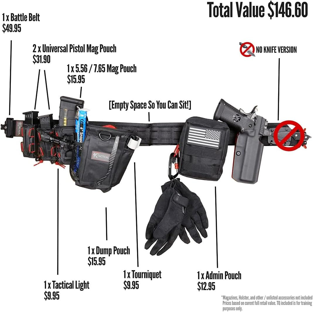 Tactical Battle Belt Loadout Kit Molle Padded Metal Buckle 32″ – 48″