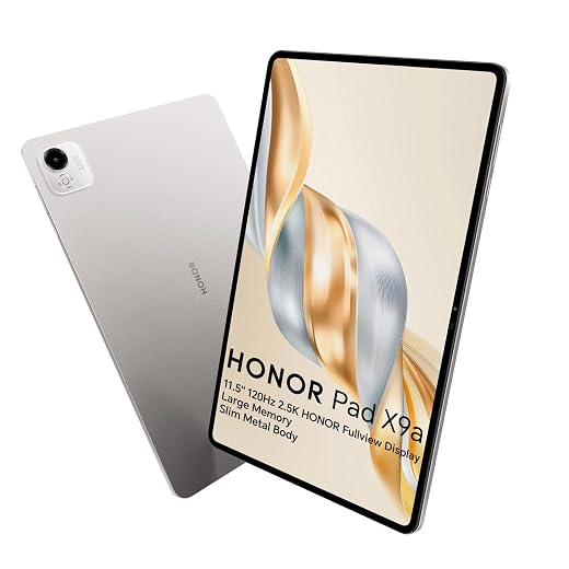 Honor Pad X9a 6Go 128Go WiFi Tablette, Fullview Écran 11,5 Pouces 120Hz 2,5K, Qualcomm 6nm Snapdragon 685, 4 Haut-parleurs, Batterie de 8300mAh, Corps en Métal, Android 15, Google Service, Gris