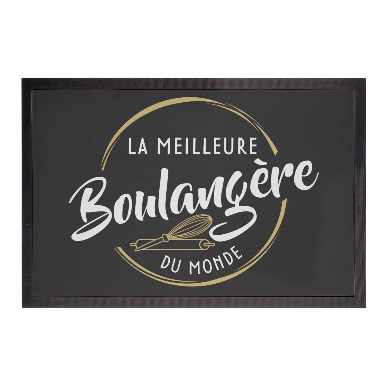 Paillasson noir La Meilleure Boulangère du Monde : cadeau idéal 60x40 cm