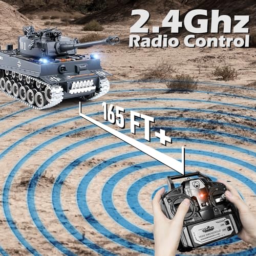 Supdex RC Tank, 1:18 Alloy Metal German Tiger I Remote Control Army Model Toys, 2.4Ghz RC Vehicle with Smoke, Sound and Lights, Military Tank for Adults and Kids by Supdex - Image 5
