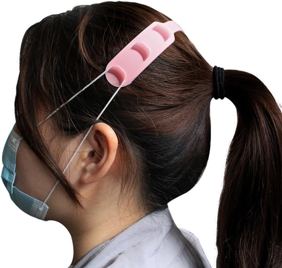 Elastic Mask Strap Extender Buckle 4pcs Adjustable Silicone Anti-Tightening Mask Ear Rope Accessory for Comfortable Wear, Black, Suitable for Men and Women