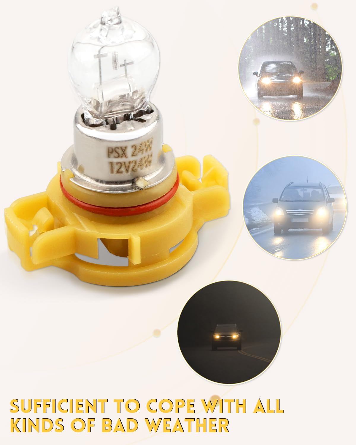 Car Headlight Bulbs 4300K 2504 PSX24W Car Auto Headlight Fog Light Daytime Running Light Bulbs 12v 24w