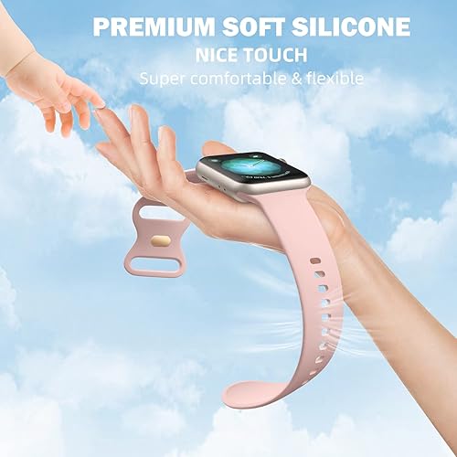 Miniatura 10 de Maledan - Paquete de 6 correas compatibles con Apple Watch de 1.49, 1.57, 1.61, 1.65, 1.73 o 1.77 pulgadas, para mujeres u hombres, correa deportiva