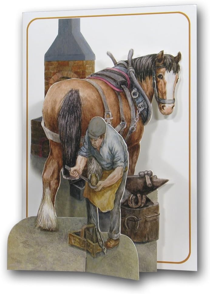 Horse & Blacksmith - Forge - a 3D Pop Up Greeting Card from