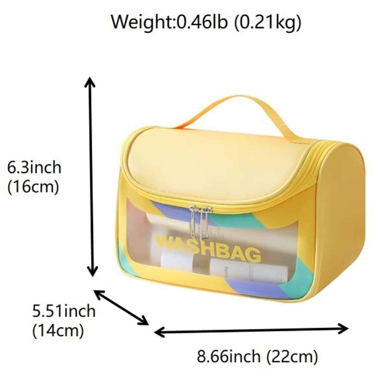 Borsa da viaggio trasparente for cosmetici e trucco, organizer da viaggio resistente all'acqua, for articoli da toeletta beauty case(Dazzling yellow)