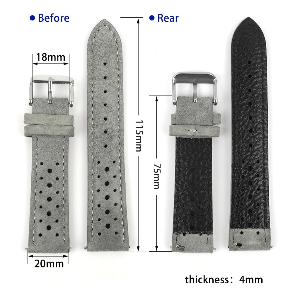 Onthelevel Suede Leather Watch Strap 18mm 19mm 20mm 21mm 22mm 24mm Rally Racing Watch Band With Quick Release Replacement Watchband