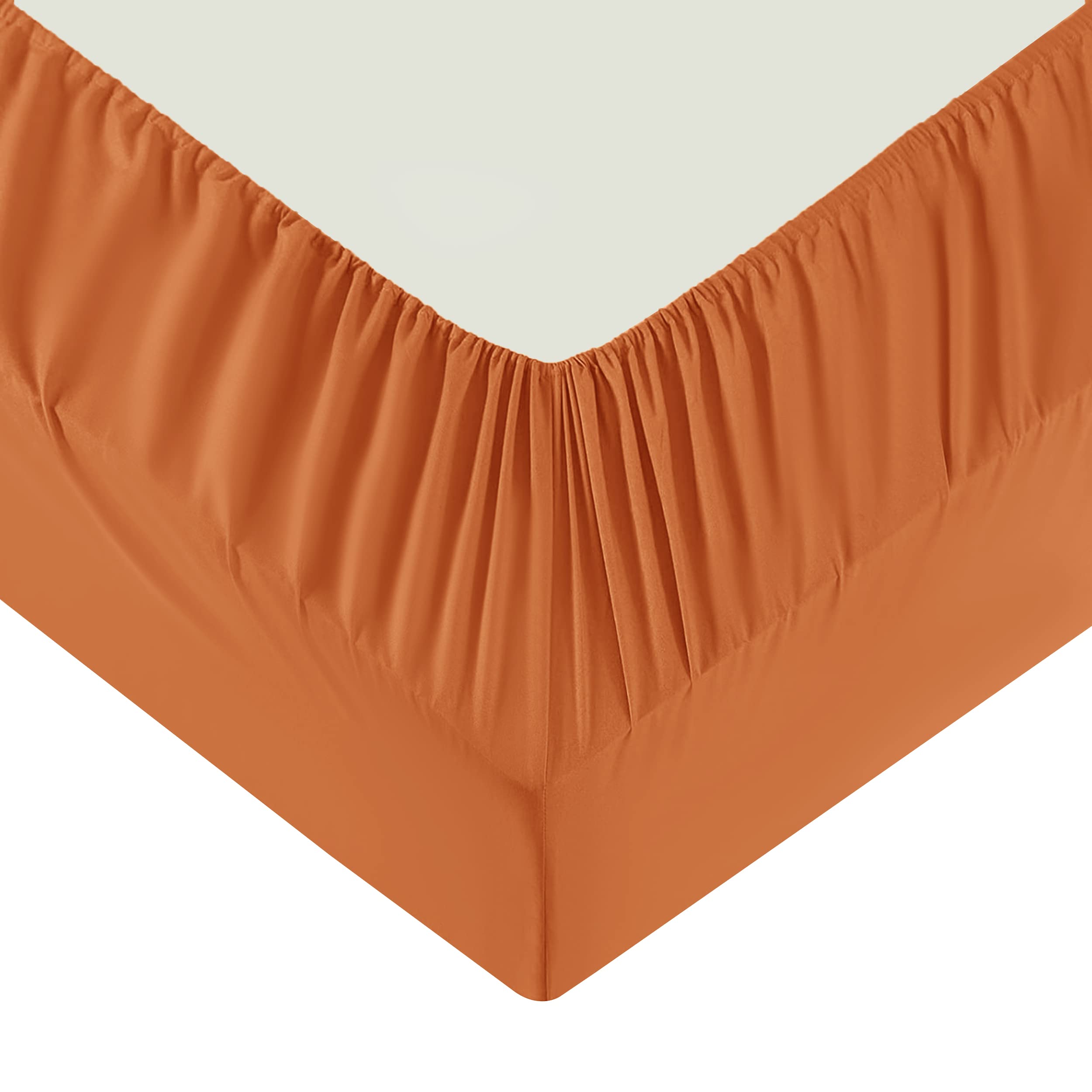 Moonlight Bedding Double Fitted Sheet - 25cm Deep Pockets Ultra Soft Brushed Microfiber Rust Double Fitted Bed Sheets Breathable, Fade Resistant Easy Care Double Bed Sheet (137 x 190 Cm)