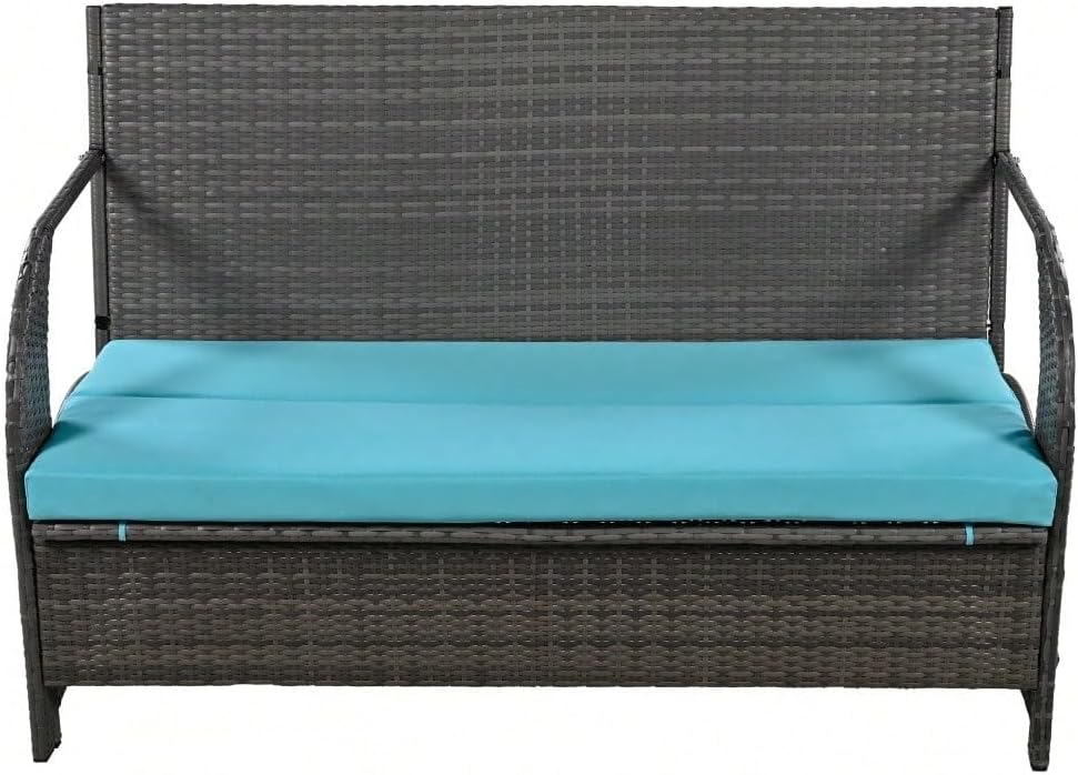 57.1" Outdoor 2-in-1 Picnic Bench, Converts to Loveseat & Table for Patio, Lawn, Backyard