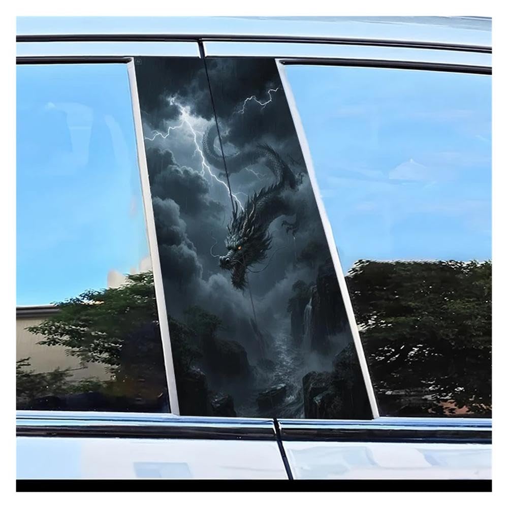 Dabhuoc One Color Car Parts 2Pcs Car Center Pillar Stickers Dragon Scratch Protection