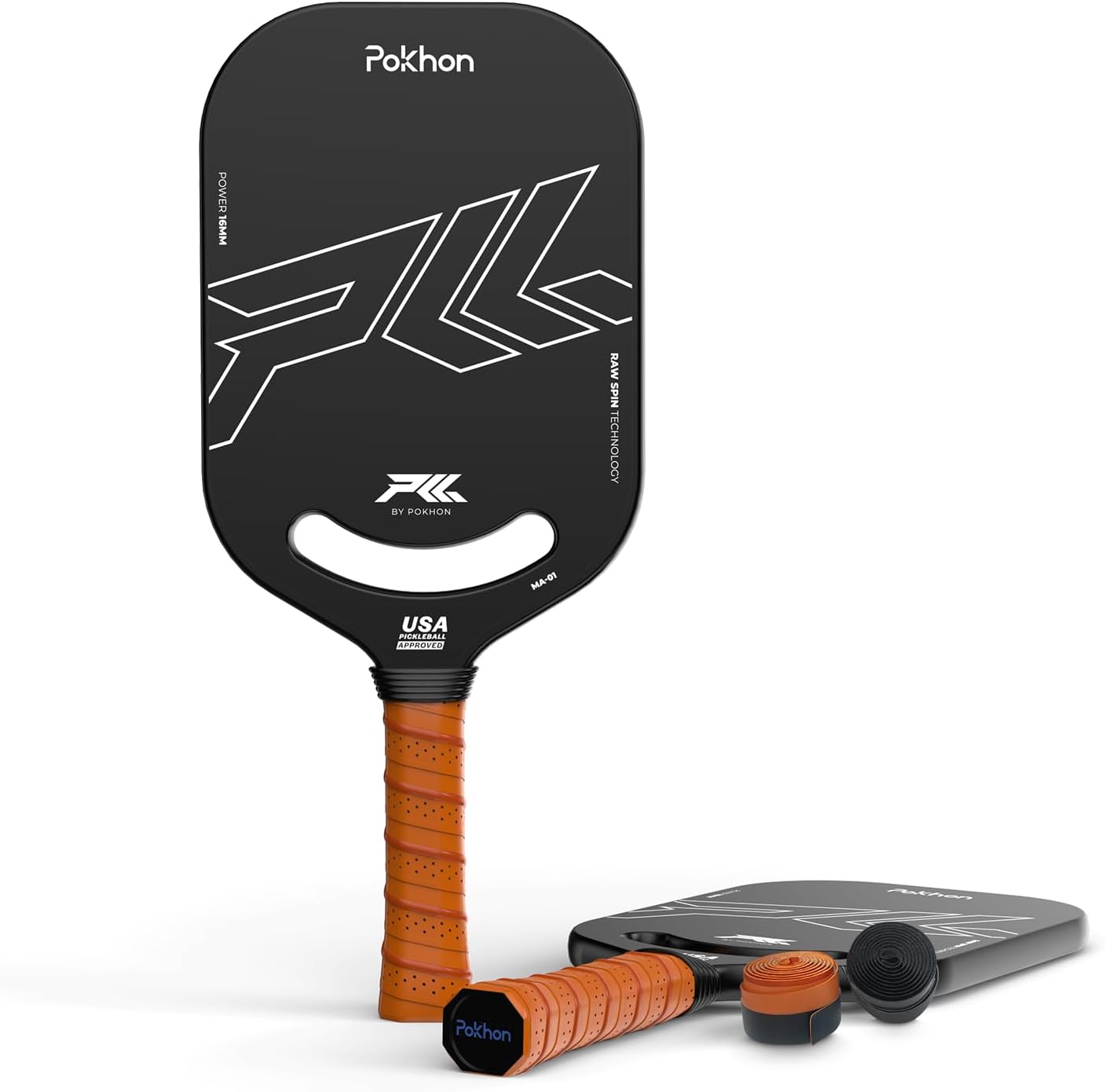 Carbon Fiber Pickleball Paddle, Professional Raw Carbon Fiber Pickleball for Power & Control, Polymer Honeycomb Core, USAPA Approved T300 Pickleball