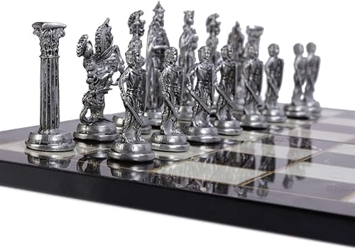 Miniatura 3 de Juego de ajedrez medieval de metal de cobre antiguo del ejército británico para adultos, piezas hechas a mano y tablero de ajedrez de madera con