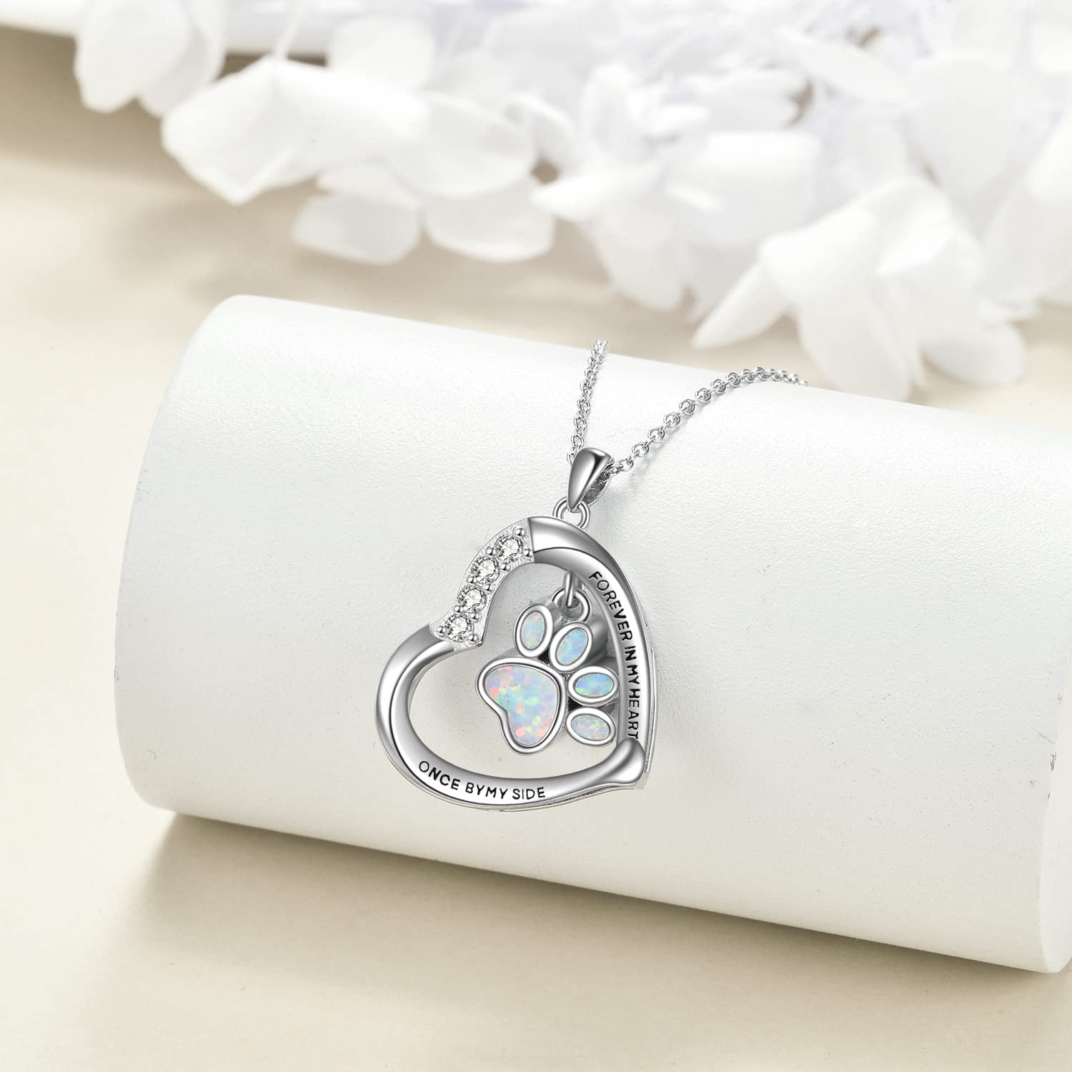 YFN Collar de plata de ley con estampado de pata, colgante de perro, gato, gato, perro, conmemorativo, regalos para mujeres y niñas, Normal, Plata esterlina, Sin piedra preciosa