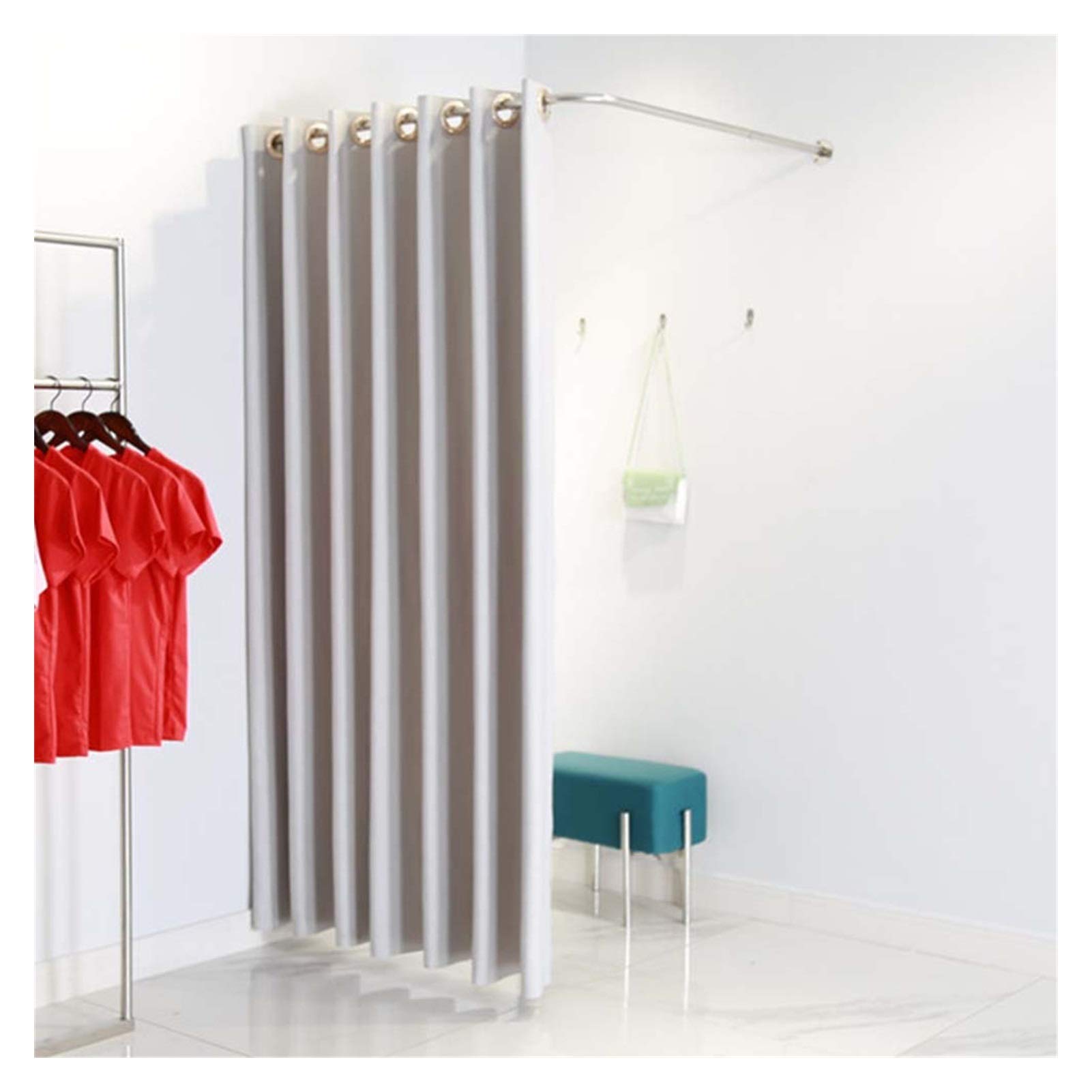 Cabine d'essayage pour boutique éphémère et défilés, vestiaire mobile occultant argent