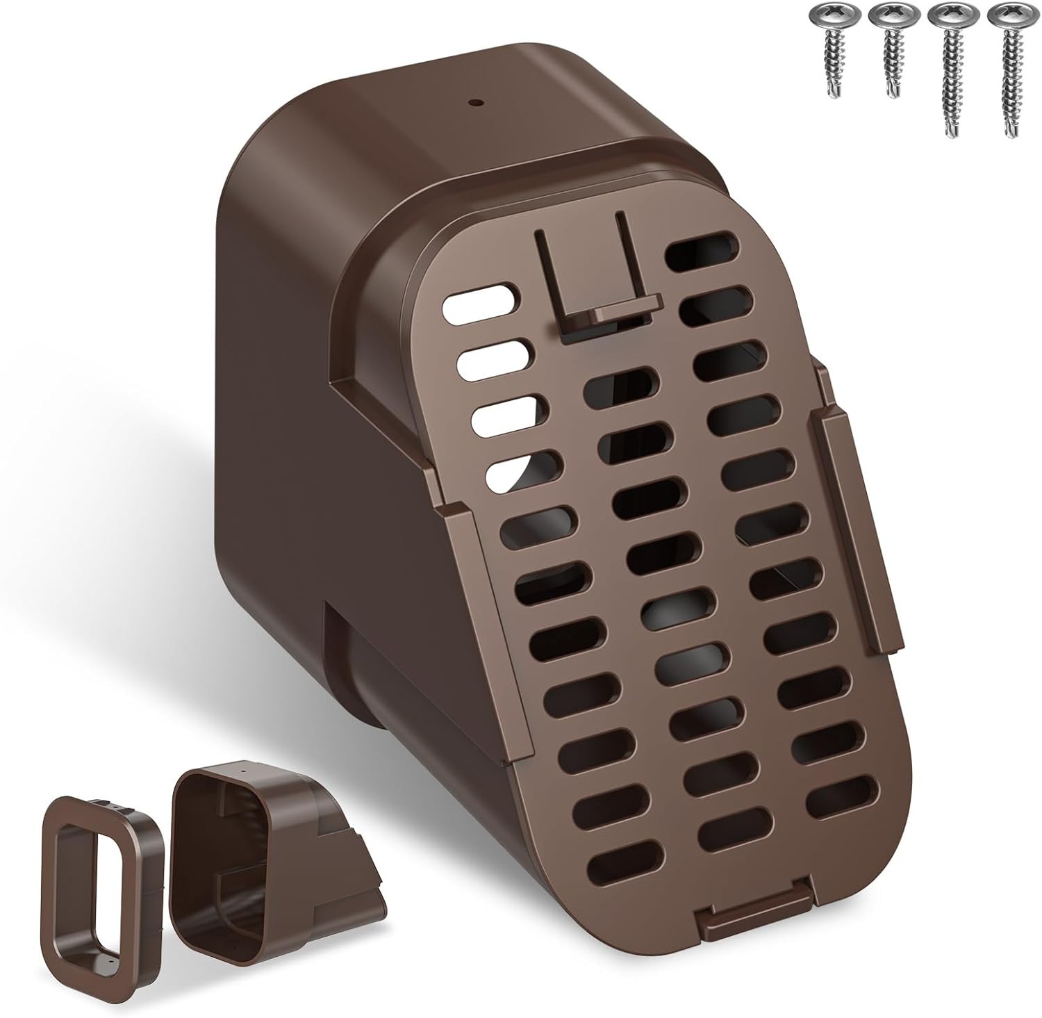 Lebenwell 3x2 & 4x3 Type B Gutter Downspout Extension: Removable Leaf Guard, Debris Filter, Splash Guard - Easy Install, Durable PVC (Brown, 1 Pack)