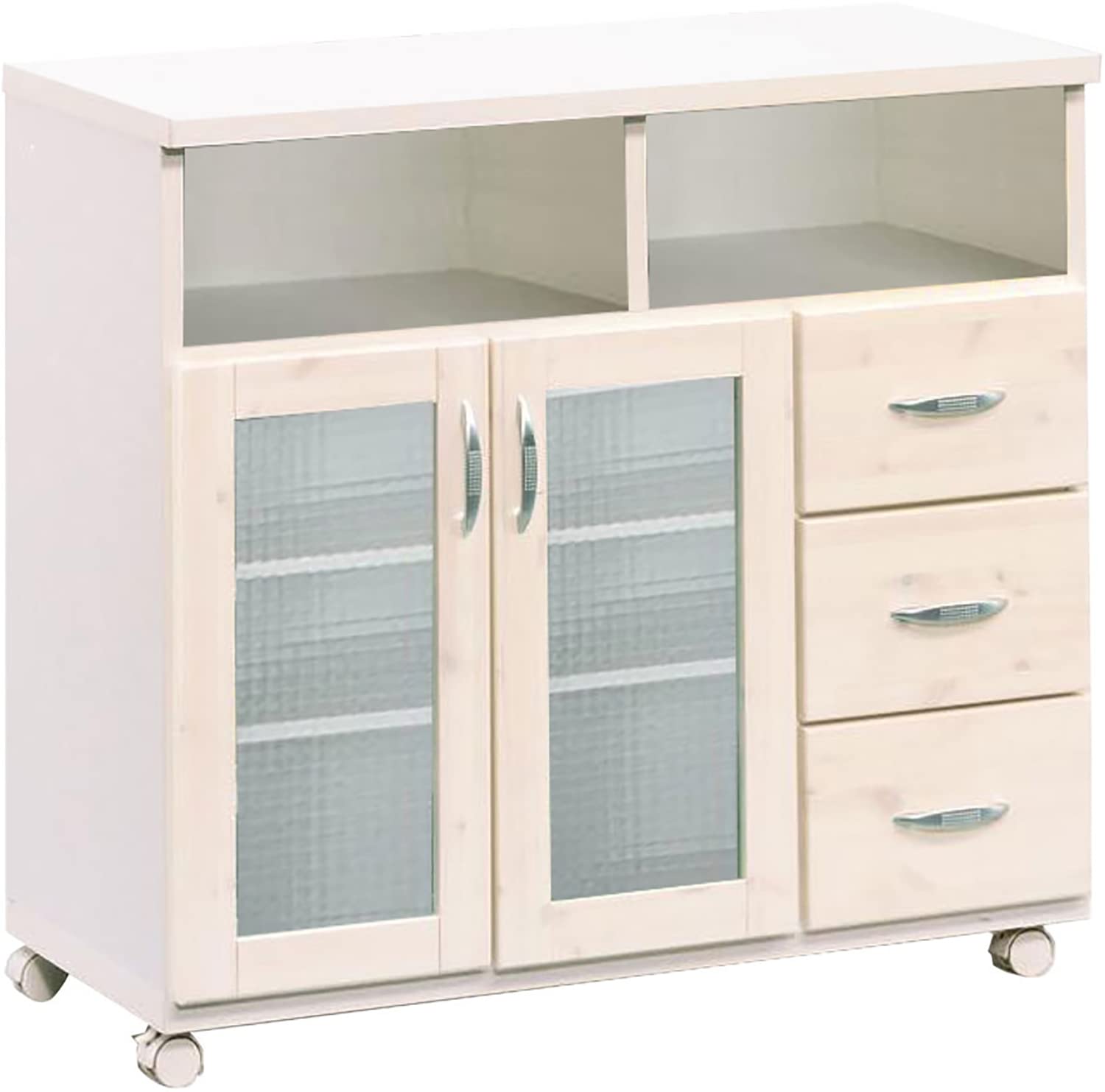 Amazon｜キッチンカウンター 90 食器棚 収納 90 カウンター バニラ 10