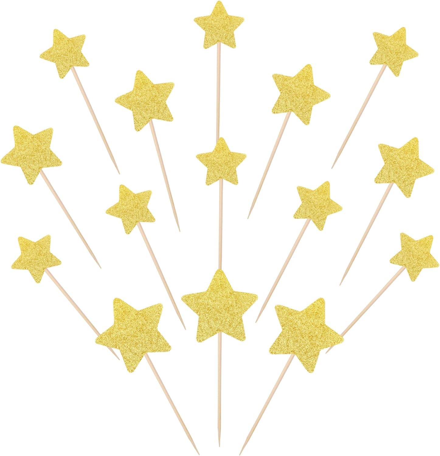 30 Stück Kleiner Stern Tortendeko Glitzer Glitzern Stern Cupcake Toppers Verlobung Hochzeit Kuchen Deko für Baby Dusche Geburtstag Party Kuchen Dekorationen Gold