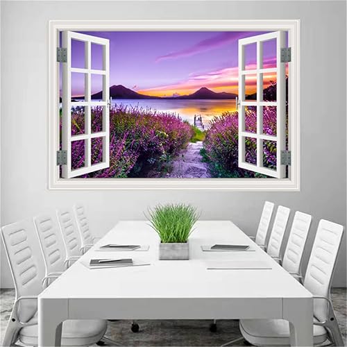 Miniatura 4 de Pintura autoadhesiva 3D, calcomanías de pared falsas para ventana, isla tropical con palmeras, mural de pared, vista de ventana, decoración de pared