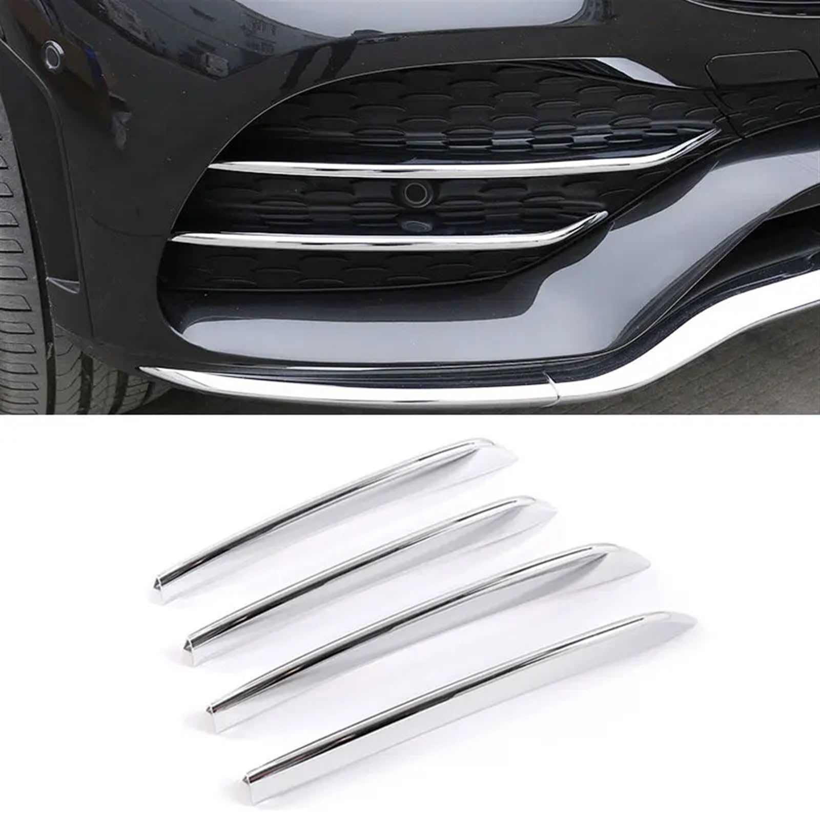 Auto-Frontgrill Für Mercedes für Benz GLC Klasse X253 2020 ABS für Chrom Auto Nebelscheinwerfer Lampenstreifen Luft für Ansauggitterabdeckung