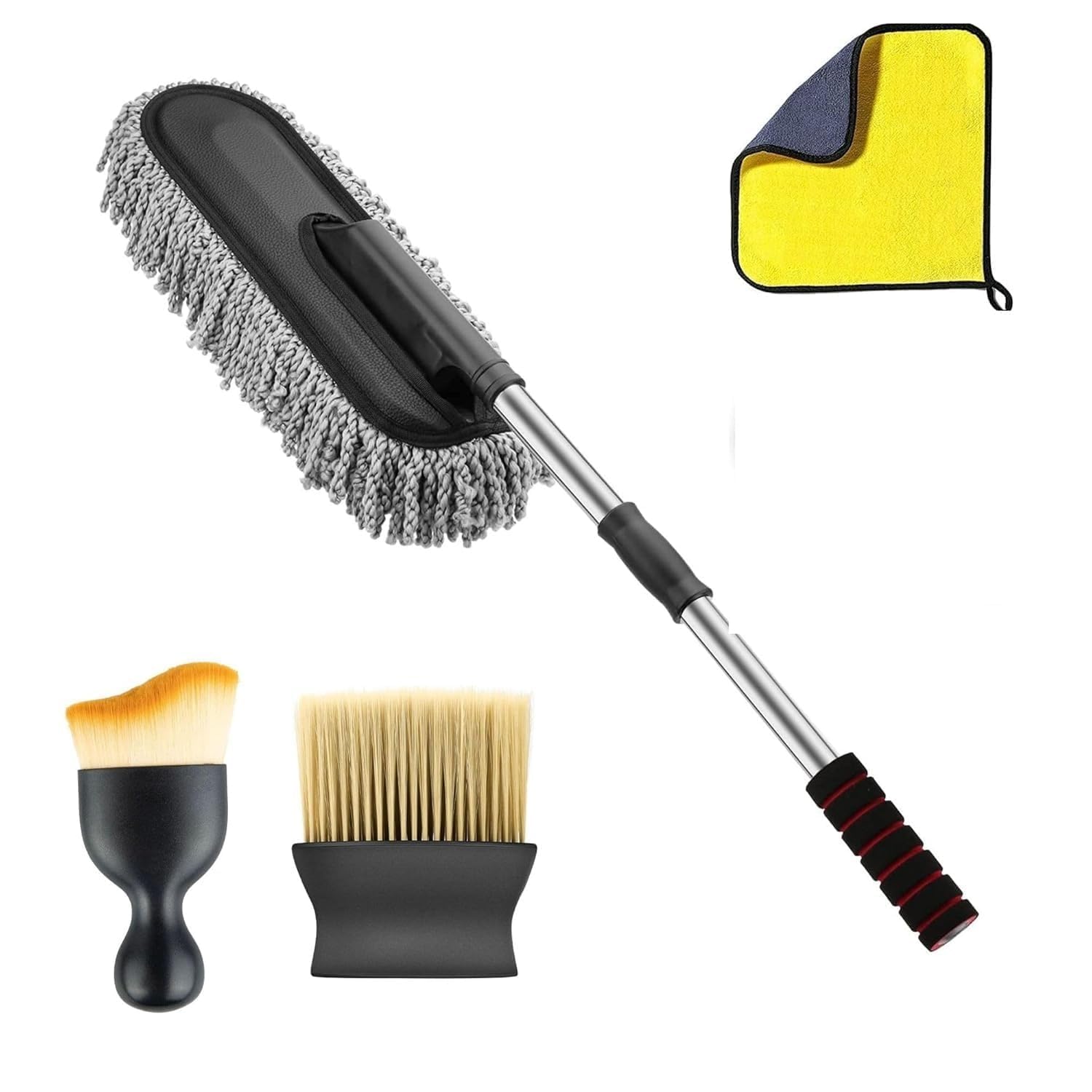 5 PCS Microfiber Car Duster Kit Interior & Exterior Car Cleaning Detailing Tool Scratch & Lint Free, Pollen Removing Extendable Long Handle Duster for Car & Motorcycle car (Car Duster Kit)-image-49