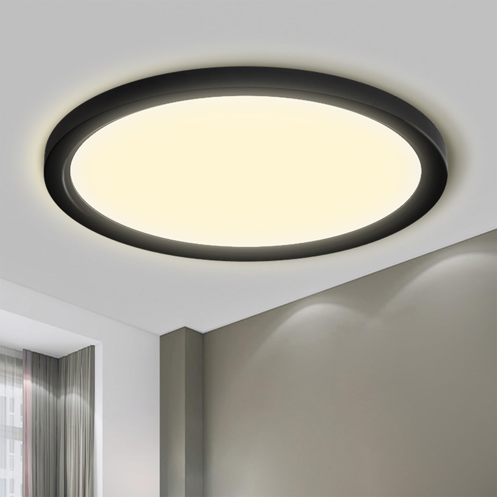 LQWELL® Plafoniera Lampada da soffitto a LED, Lampada da bagno impermeabile IP44 Rotonda Piatta 18W 3000K 1600LM Sottile per Soggiorno Bagno Camera da letto Cucina Seminterrato Ufficio, 220 * 24mm