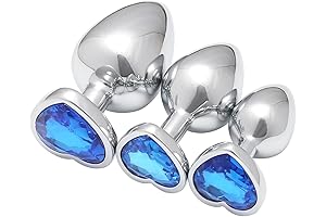 AKStore 3 Pcs Luxury Jewelry Design Fetish Heart Metal Blue Butt Plug