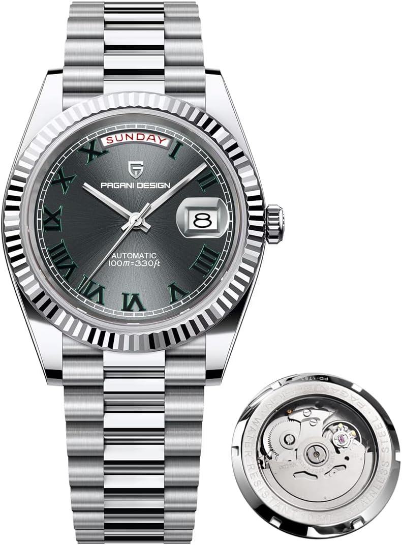 LACZ DENTON PAGANI DESIGN DD40 PD1783 Mens Watch Luxury Automatic Watch Mens AR Sapphire Glass Mechanical Watch Mens 10 Bar NH36A Movement…, Grey, Fashion