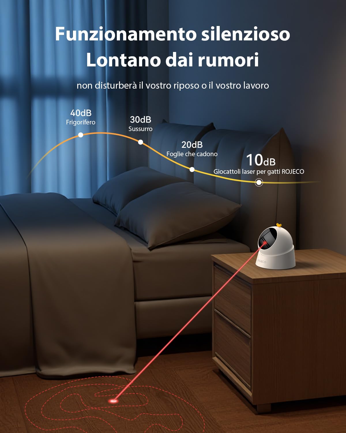 ROJECO Giocattolo per gatti, giocattolo automatico ricaricabile con batteria da 1000 mAh, base magnetica a 360°, modalità sleep automatica e 3 velocità, giocattoli per gatti e gattini da appartamento