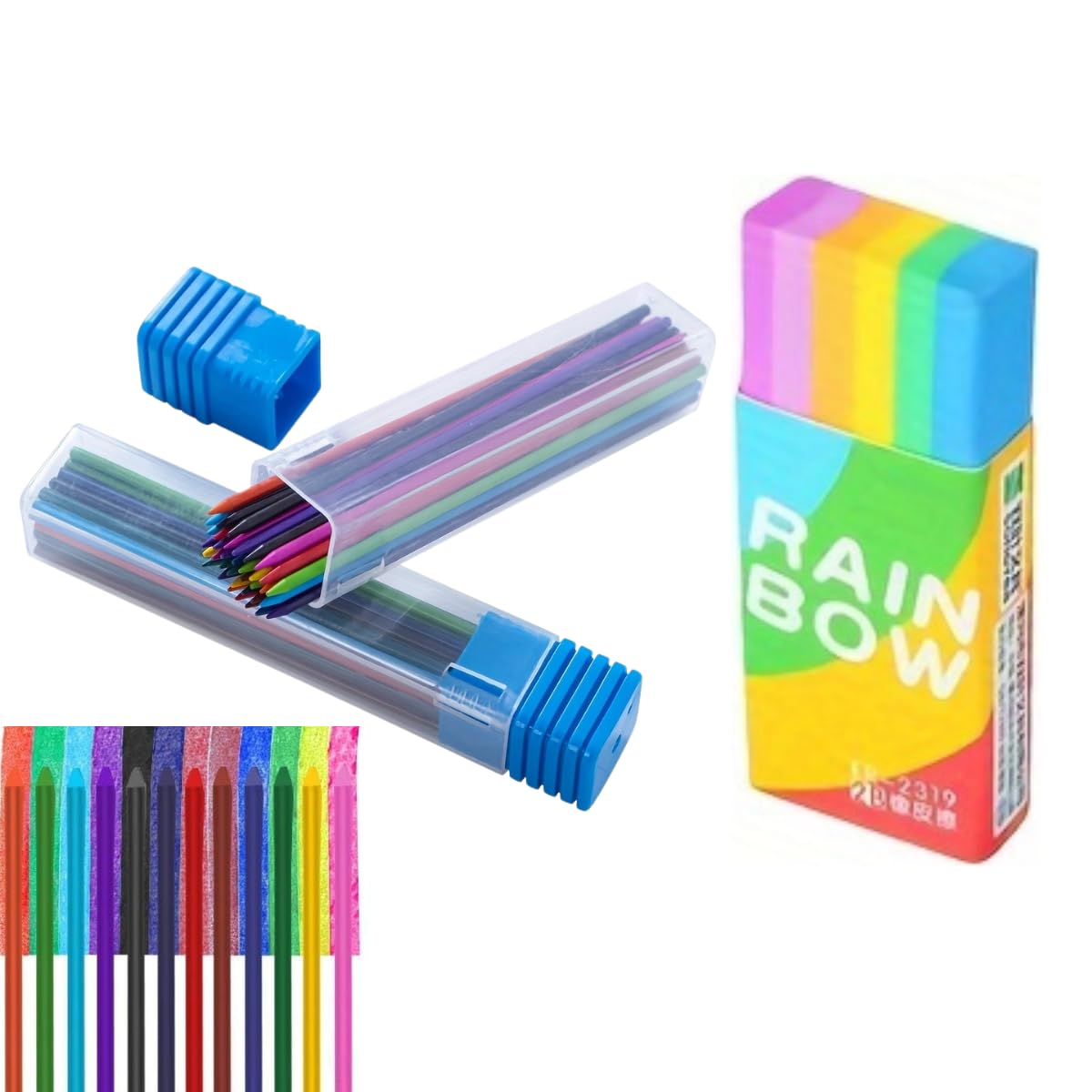1Pcs Eraser & Colourful 2.0 mm Lead Box, Premium Lead Pencil with Built in Sharpener Cap & 4 Modes Graphite Indicator for Writing Drawing, Sketching, Drafting-picture-10