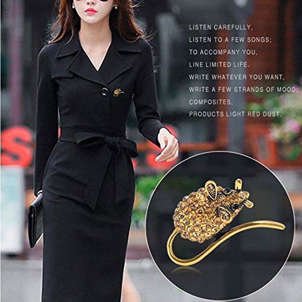 RWRAPS Brosche Brosche,Frau Brosche Maus Modellierung Brosche Pin Abzeichen Brosche Kristall Strass Brosche Schmuck Kleid Schal Schal Clip Für Mädchen (Farbe: Blau) (Gold)