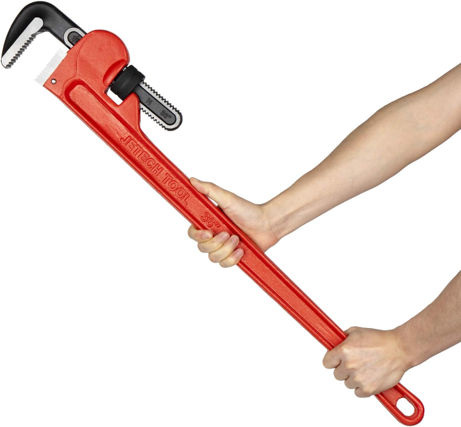 Super Deal Product Jetech 36 inch (900mm) Straight Pipe Wrench, Adjustable Heavy Duty Plumbing Wrench with Floating Hook Jaw and I-Beam Handle