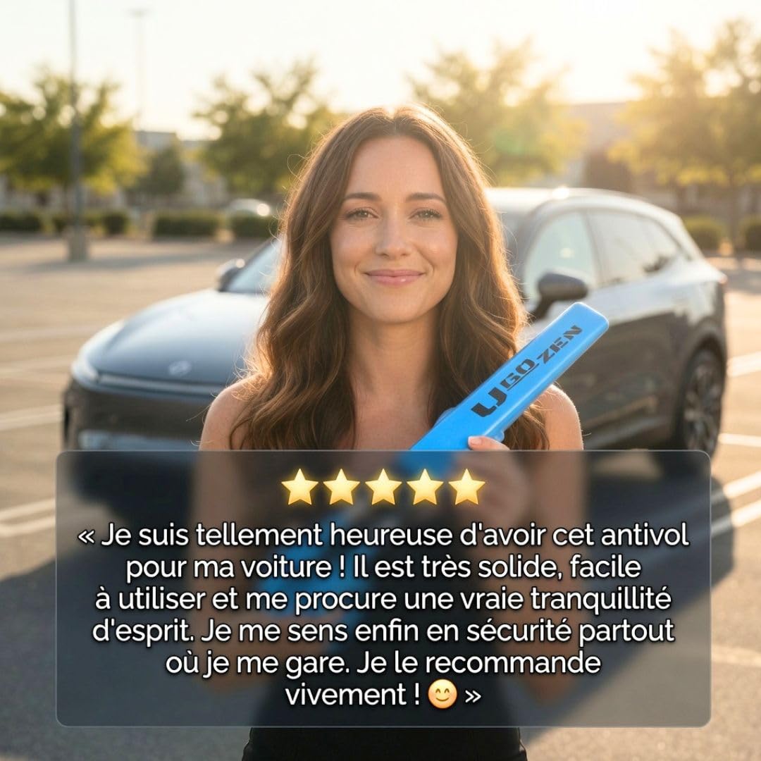 Ugozen Antivol Voiture Canne Haute Visibilité Bleu | Barre Bloque Volant Universel Dissuasif